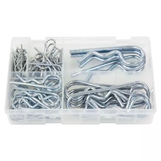 75Pcs Assorted Box of R Clips (5 Sizes BZP) R-Clips Lynch Cotter Retaining Pins