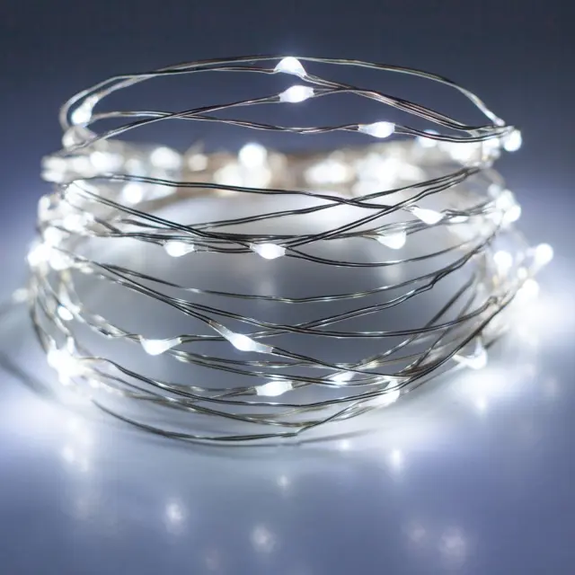 20 Pack Mini Fairy String Lights 20 LED, Cool White (7' FT.) Silver Wire Battery