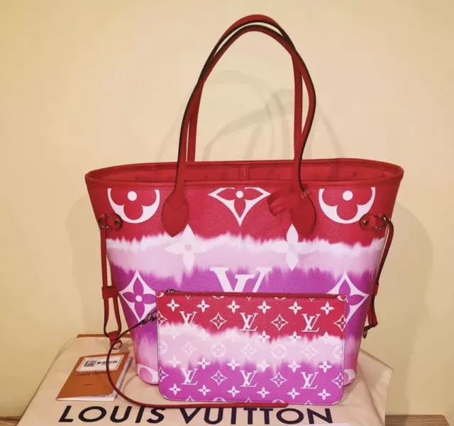 Louis Vuitton Escale Neverfull MM M45127 Rouge Red Pink Watercolor Monogram  Tote