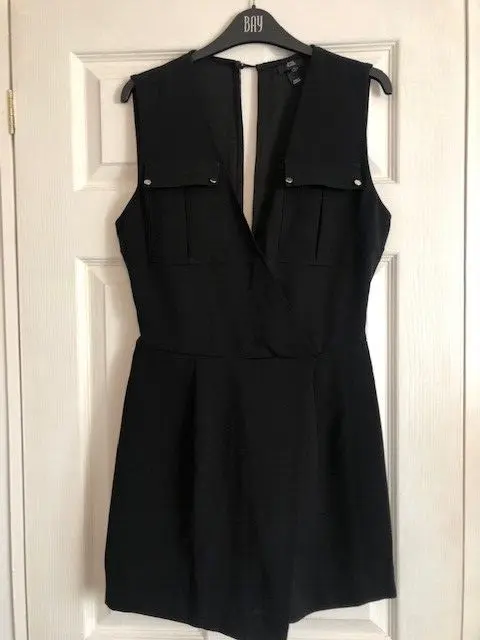 River Island Black Shorts Playsuit With Open Back   Size 10   Only Worn Once