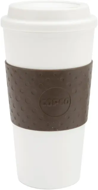 Copco Acadia Double Wall Insulated Travel Mug with Non-Slip Sleeve, 16-Ounce, Wh