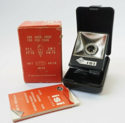 Agfa ISI VINTAGE unità flash scatola originale custodia originale istruzioni-in buonissima condizione 