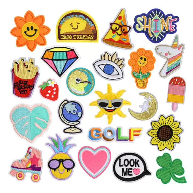 23PCS Embroidered Iron On Patches DIY Accessories Sewing Applique for Jackets