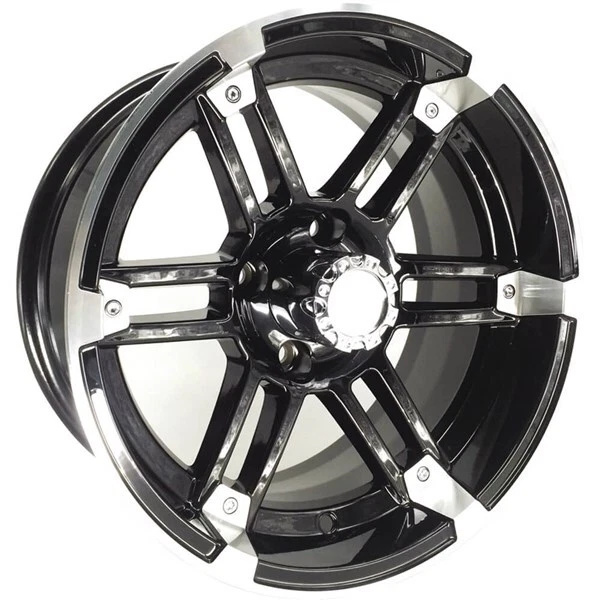 Black w/Machined 14x7, 4/4, 3+4 Ocelot E113 Golf Cart Wheel - 847-147113-02
