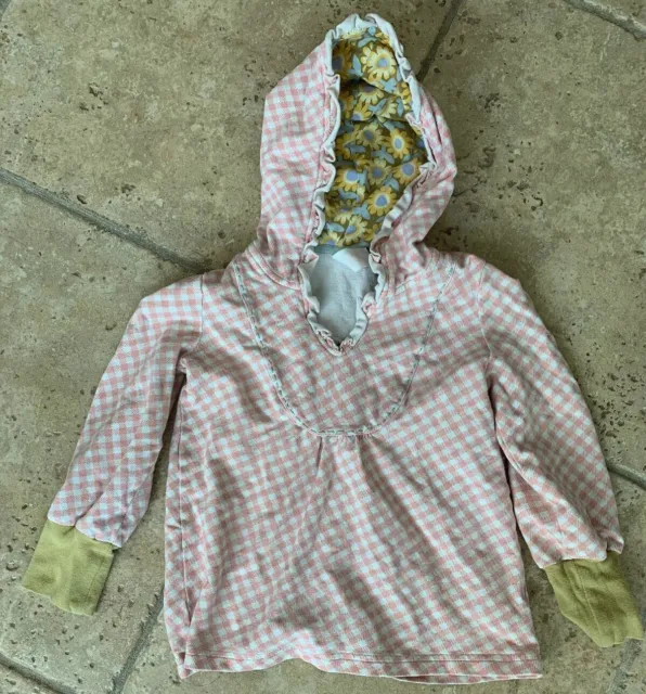 Matilda Jane Size 4 Serendipity Hoodie Pink Plaid With Flowers Long Sleeve