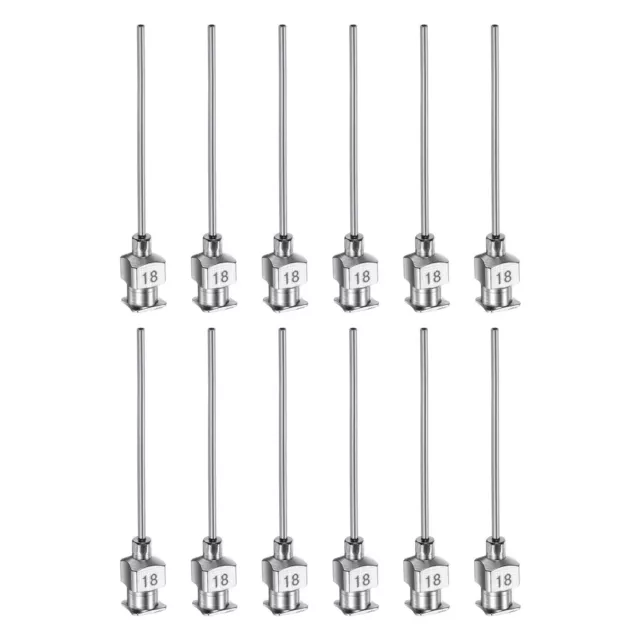 12pcs 18G Stainless Steel Dispensing Needles, 1 1/2" Glue Needle Tube Blunt Tip