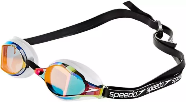 Speedo Fastskin Speedsocket 2 Mirror Swimming Goggles White With Golden Lenses