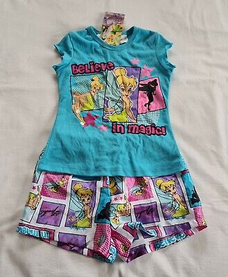 Disney Fairies Tinkerbell Girls Printed Believe In Magic Pyjama Set Size 3 New