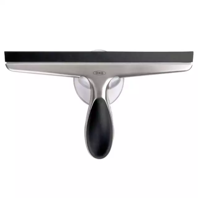 OXO Good Grips Abzieher Edelstahl mit Saugnapf Halterung optimal für Dusche