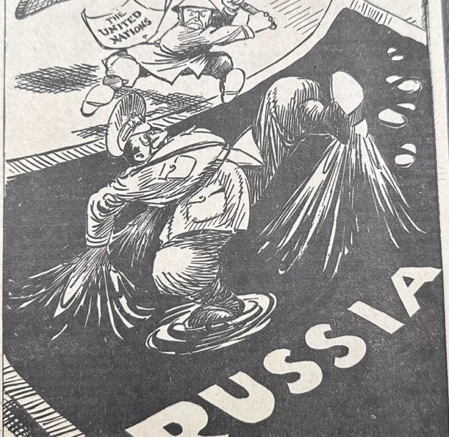 1942 WWII World War 2 II Cincinnati Newspaper Political Cartoon