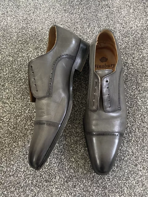 Zapatos de vestir Finsbury Montana Oxford gris cuero con cordones loca inteligente 7,5 41,5