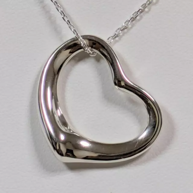 Tiffany & Co Sterling Silver Elsa Peretti Open Heart Necklace japan 27mm #286