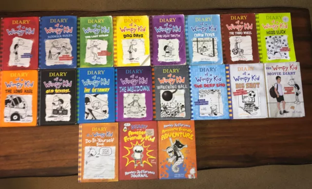 Lot of 19 Diary of a Wimpy Kid Jeff Kinney Vols. 1-16 + 3 BONUS Books  Hardcover