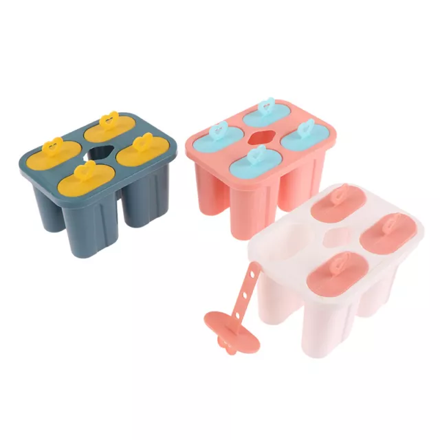 Plastic Frozen Ice Cream Molds Juice Popsicle Maker Lolly Mould 4 Cells