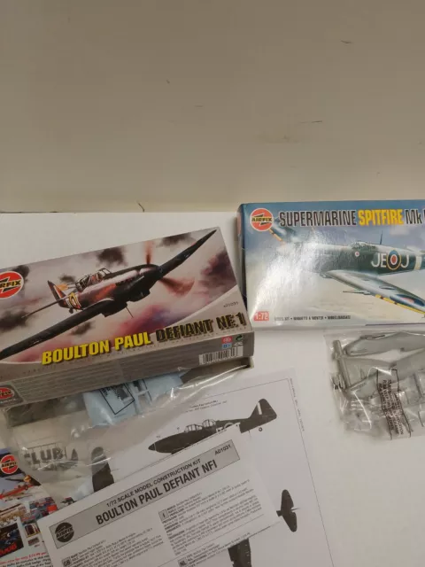 2 Airfix  Aircraft:  Supermarine Spitfire   & Boulton Paul Defiant 1/72