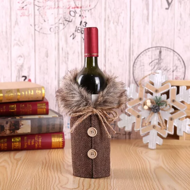 Christmas Santa Claus Outfit Wine Bottle Cover Bag Xmas Party Dinner Table Decor 3