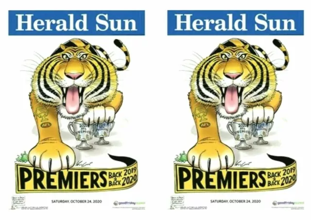 2020 RICHMOND TIGERS AFL PREMIERS WEG knight PREMIERSHIP POSTER x 2 in stock