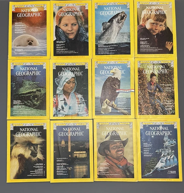 NATIONAL GEOGRAPHIC MAGAZINES1976 Complete Set of 12 Vintage