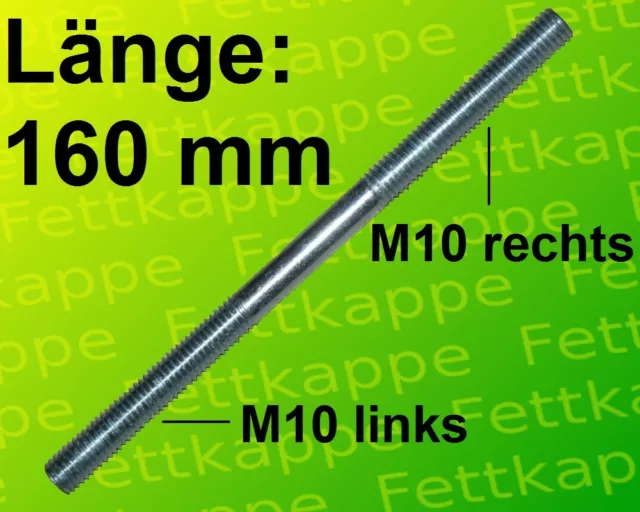 Gewindestange M10 - Länge ca. 160 mm - je 1 x Gewinde M10 rechts und M10 links