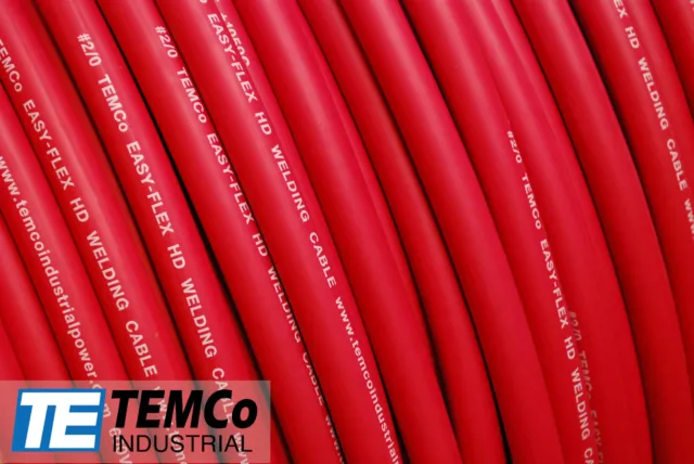WELDING CABLE 2/0 RED 15' FT BATTERY LEADS USA NEW Gauge Copper AWG Solar