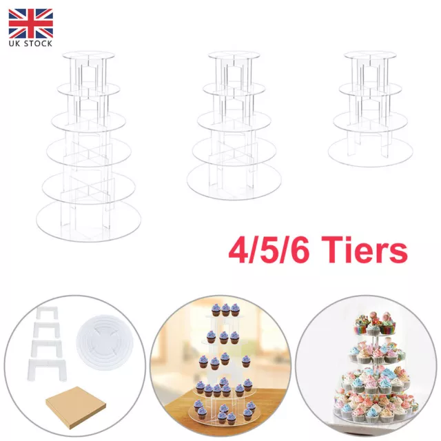 Clear Acrylic Round Cupcake Stand Display Wedding & Party Tier Cup Cake Holder