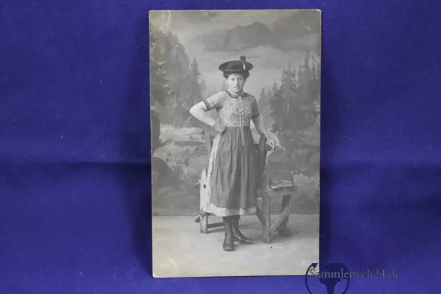 alte Foto AK Frau mit Tracht Oberbayern (Miesbach ) um 1900