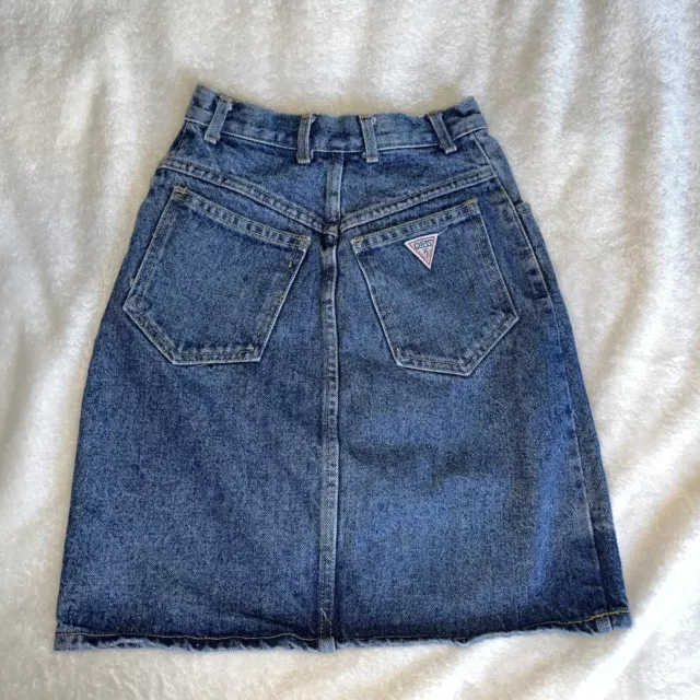 vtg 80's 90's GEORGES MARCIANO GUESS Jean Skirt 26 0 XS Acid Denim Festival y2k