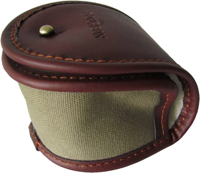 Tourbn Soft Padded Fly Fishing Reel Case Canvas and Leather Reels Protective