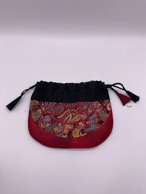 Vintage Decorative Silk Blend Bag Mini Sack Pull String ***