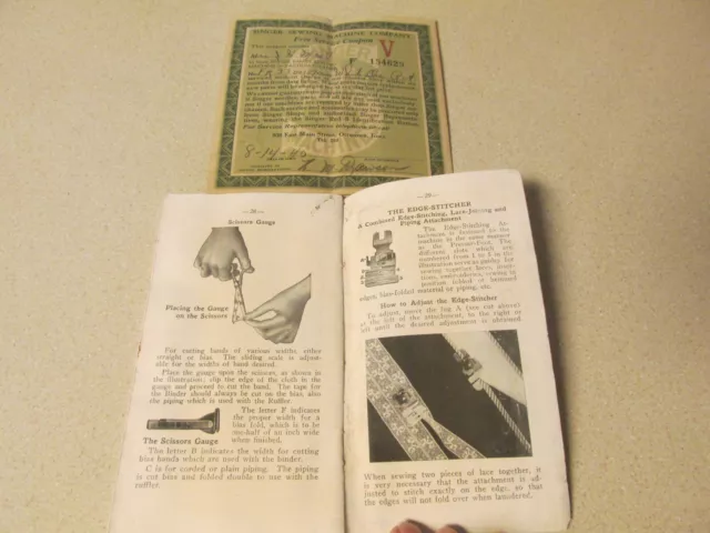 Libro Manual Máquina De Coser Rotativa Cantante Blanco-1940 ¡Cupón De Servicio Gratuito!