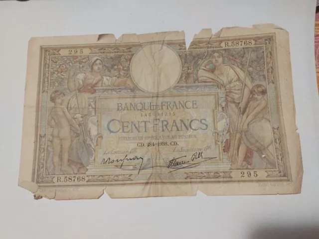 BILLET BANQUE DE FRANCE ancien  100 CENT FRANCS 1933  LVC OLIVIER MERSON