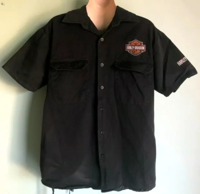 Vintage Harley Davidson Mens Size S Button Up Black Short Sleeve Shirt