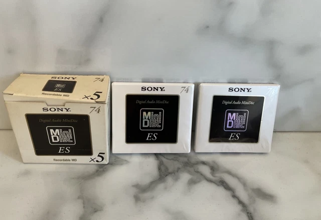 SONY MINI DISC RECORDABLE ES 74 MINUTES DISCS x 2 Brand New & Sealed ...