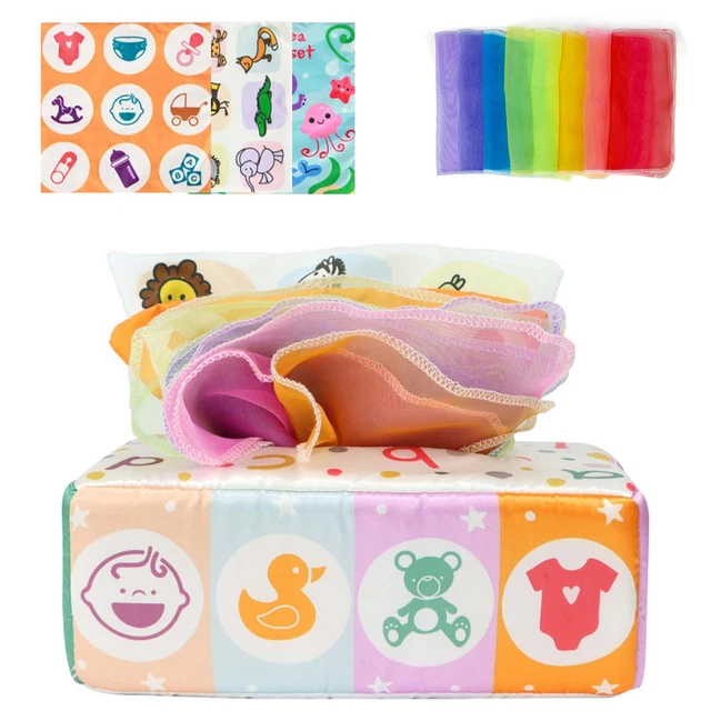 Tissue Box Baby Sensory Toy Montessori Colorful Dance Scarves Toy Gift for Kids