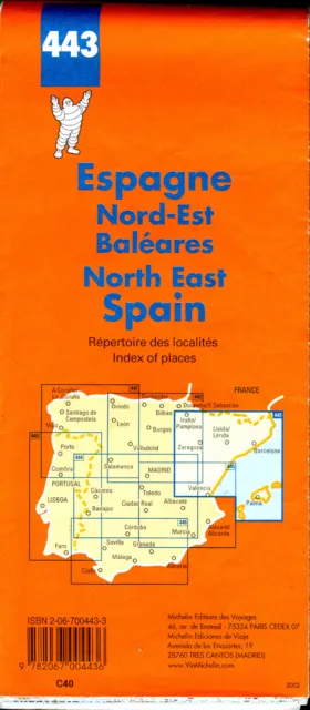 Michelin Map 443 Spain - North East 16th Edition 2002