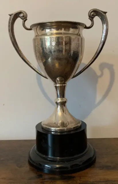 1967 Large 12.5 inches high vintage silver plate trophy, trophies loving cup