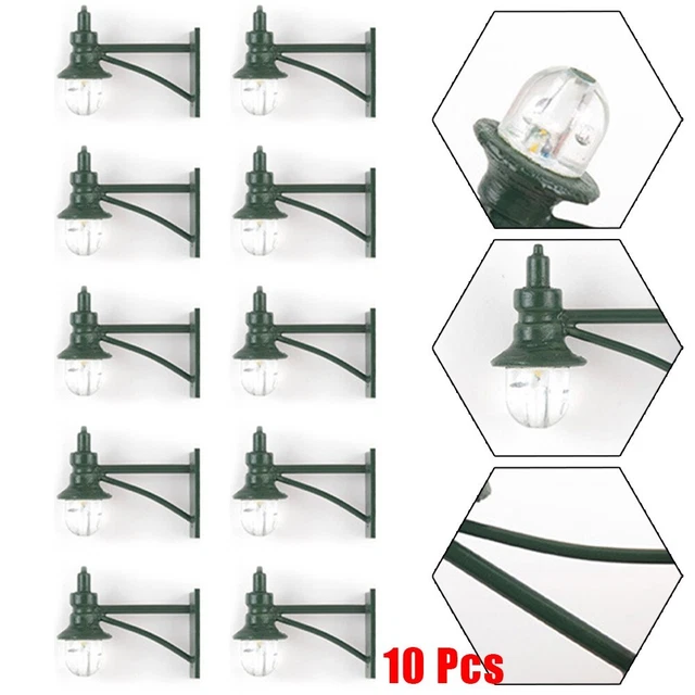 Lot De 12 Lampadaires LED 14 Cm Pour Maquette De Train - Échelle 1:75, 3V, Résistances Incluses Pour 12-16V - Dès 14 Ans