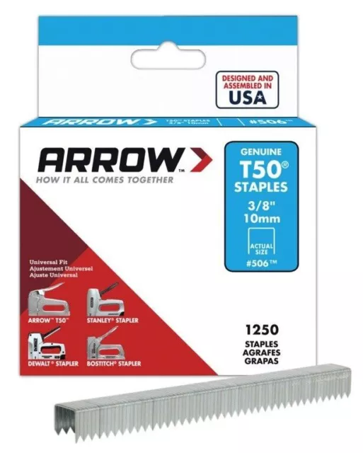 ARROW T50 STAPLES  10mm  Genuine Arrow Orginal Pack 1250