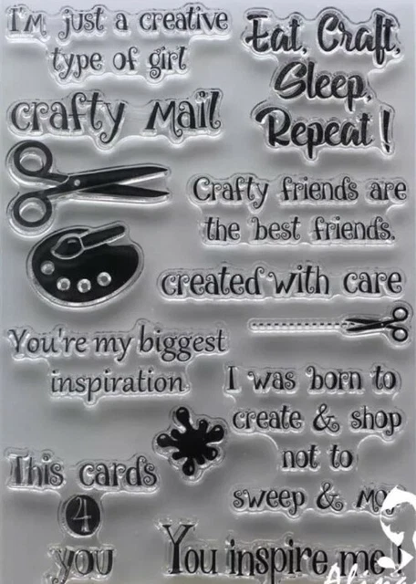 13 klare Silikon Stempel Essen Handwerk Schlafen Wiederholen Kartenherstellung Sammelalbum Journal Kunst 3