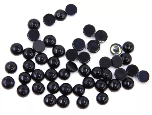 3 MM Natural Black Onyx Round Cab Lot Loose Gemstone For Jewelry Making H-1917 2