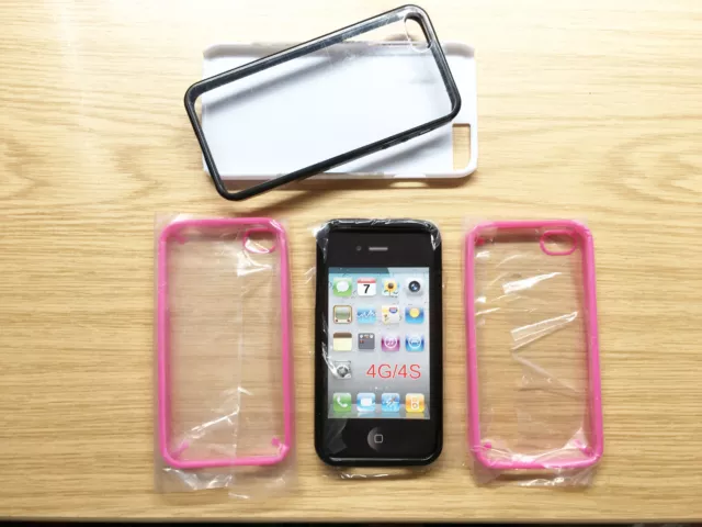 Étuis noir et rose pour Apple iPhone 4/4S Plus 2 x autres LOT TRAVAIL = 5