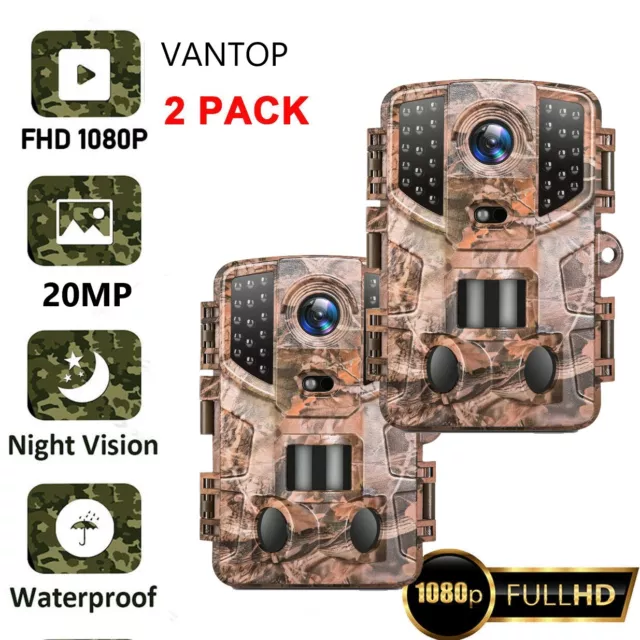 VANTOP Hunting Game Trail Camera 20MP Wildlife Waterproof Cam Night Vision 2Pack