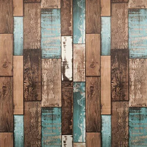 Reclaimed Wood Peel and Stick Wallpaper – Plank Multicolored Vintage Barnwood...