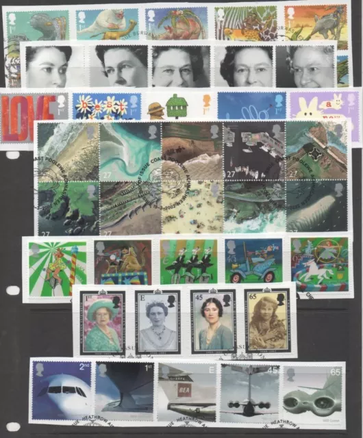 GB 2002 complete year-set of commemoratives 13 fine used sets of stamps on Piece