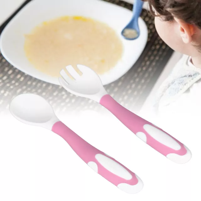 Baby Fork Spoon Set First Training Self Feeding Toddler Utensils Set Easy Grip
