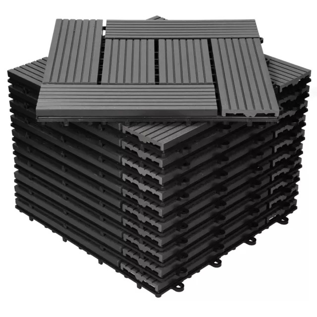 Carreaux WPC 30x30cm 1m² dalles de sol anthracite pour terrasse patio jardin