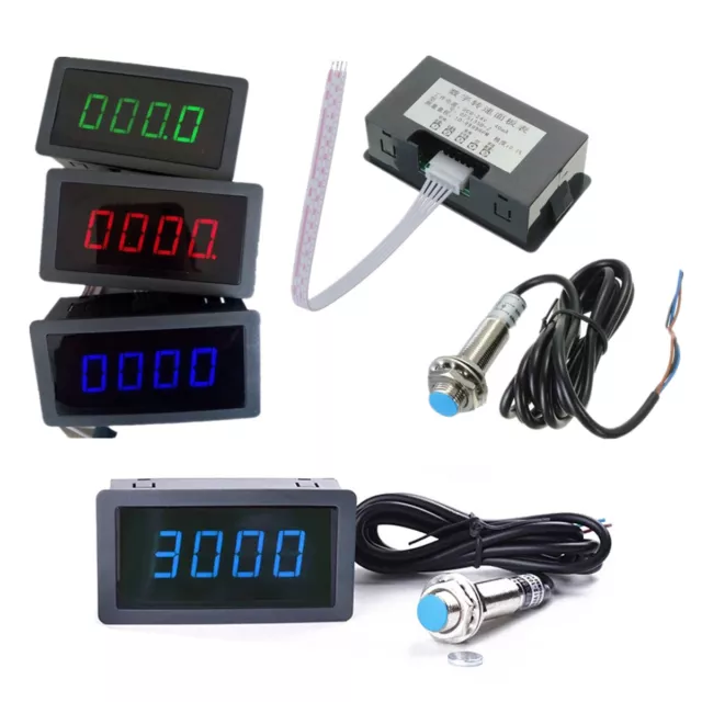 RGB 4 Digital LED Tachometer RPM Speed Meter + Hall Proximity Switch Sensor NPN