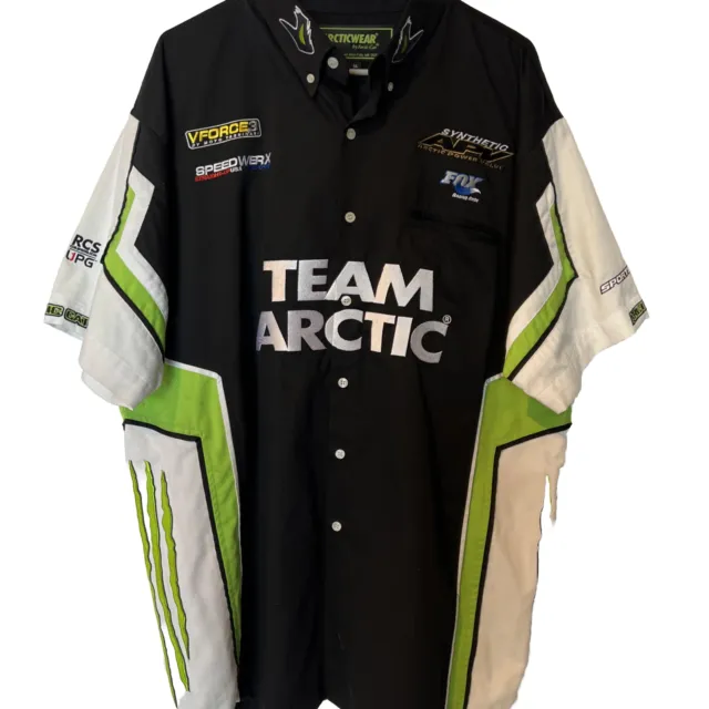 ARCTIC CAT TEAM ARCTIC RACING MEN'S BLACK EMBROIDERED SHIRT SIZE XL Preowned