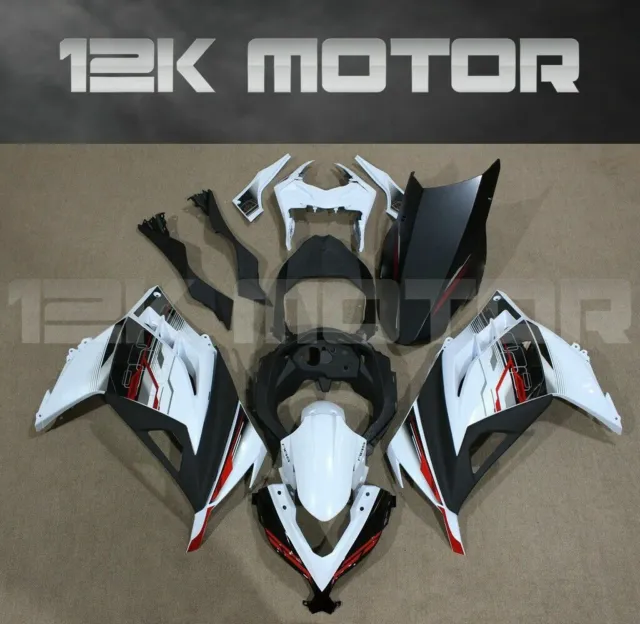 Aftermarket Fairing Kit Fits KAWASAKI NINJA300 NINJA 300 Bodywork White Black 97