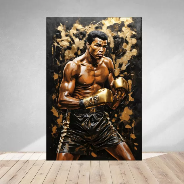 Leinwand Bild Er Xxl Popart Abstrakt Boxer Boxen Sport Schwarz Gold Wand Poster 3